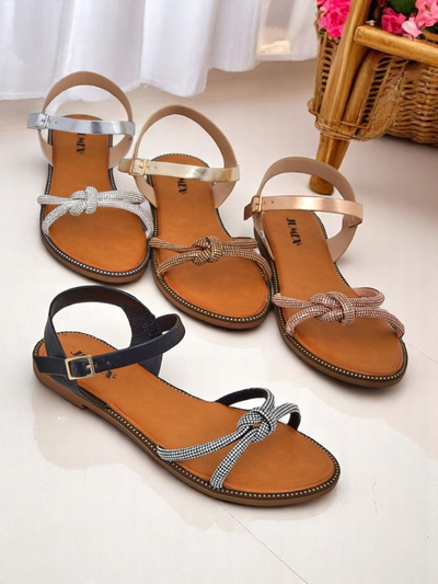 Royalfashion Sandales pour femmes avec strass décoratifs Bella Shine