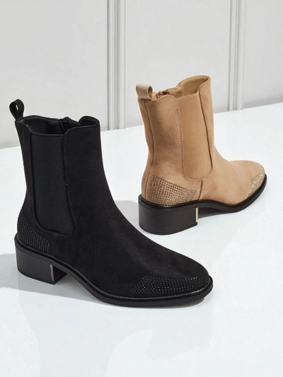 Bottines femme en éco-daim ornées de strass TangleMist