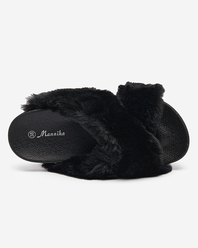 Pantoufles avec fourrure en noir Mashte - Footwear