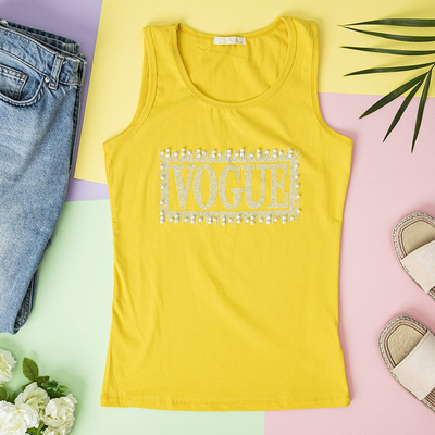 Débardeur jaune pour femme avec oxydes de zirconium - Vêtements