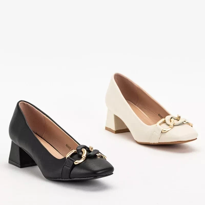 OUTLET Escarpins noirs pour femmes sur tige basse avec décoration Vetina - Chaussures