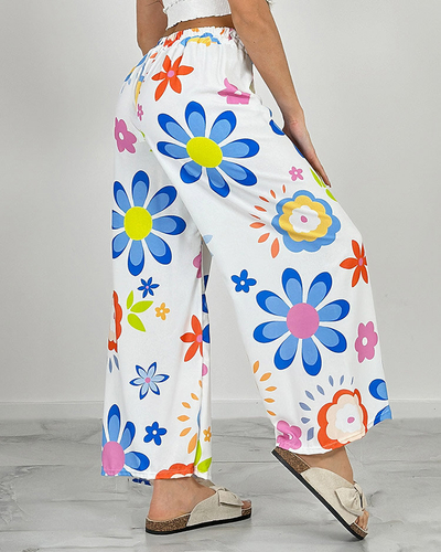 Royalfashion Pantalon large en tissu floral pour femme