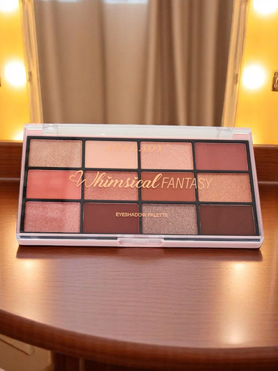 ANYLADY Palette de 12 fards à paupières avec finitions pailletées et mates Champagne Ruby Glamour