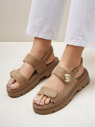 Sandales pour femmes Royalfashion Callisto marron cuir écologique plateforme