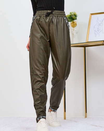Royalfashion Pantalon Loose en cuir eko pour femme en kaki