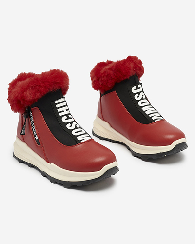 Bottes rouges isolées pour femmes avec fourrure Scherr- Footwear