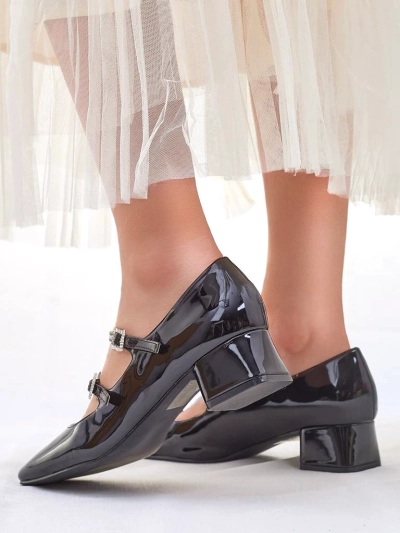 Royalfashion Escarpins vernis pour femmes avec des lanières Vible