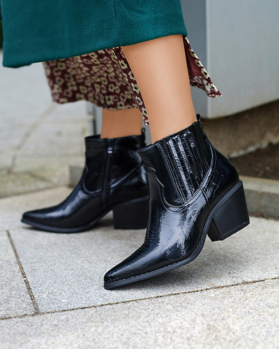 Santiags en cuir écologique noir sur tige basse Subin - Footwear