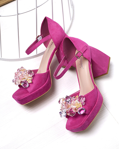 Fuchsia Sandales à talons hauts pour femmes avec cristaux Celidi - Footwear