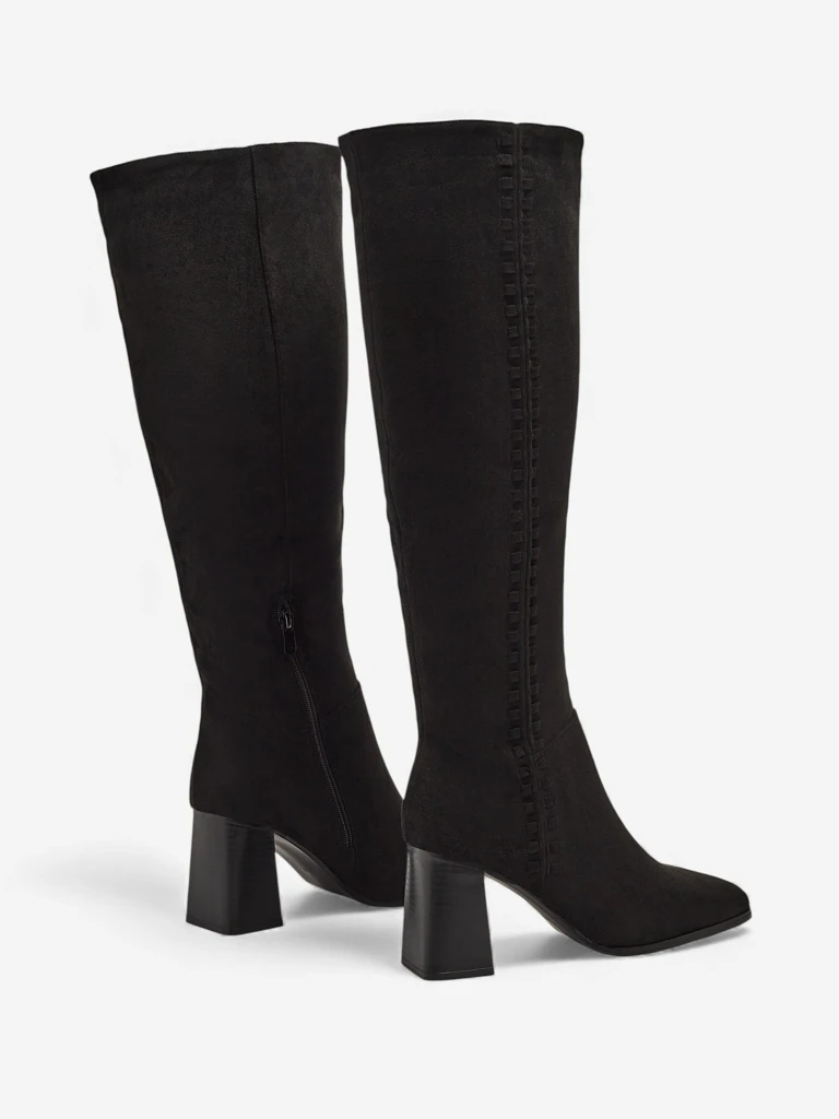 Bottes hautes pour femmes en éco-daim à talon bloc Fottor