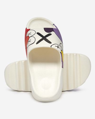 OUTLET Pantoufles blanches pour femmes par Elmino - Chaussures