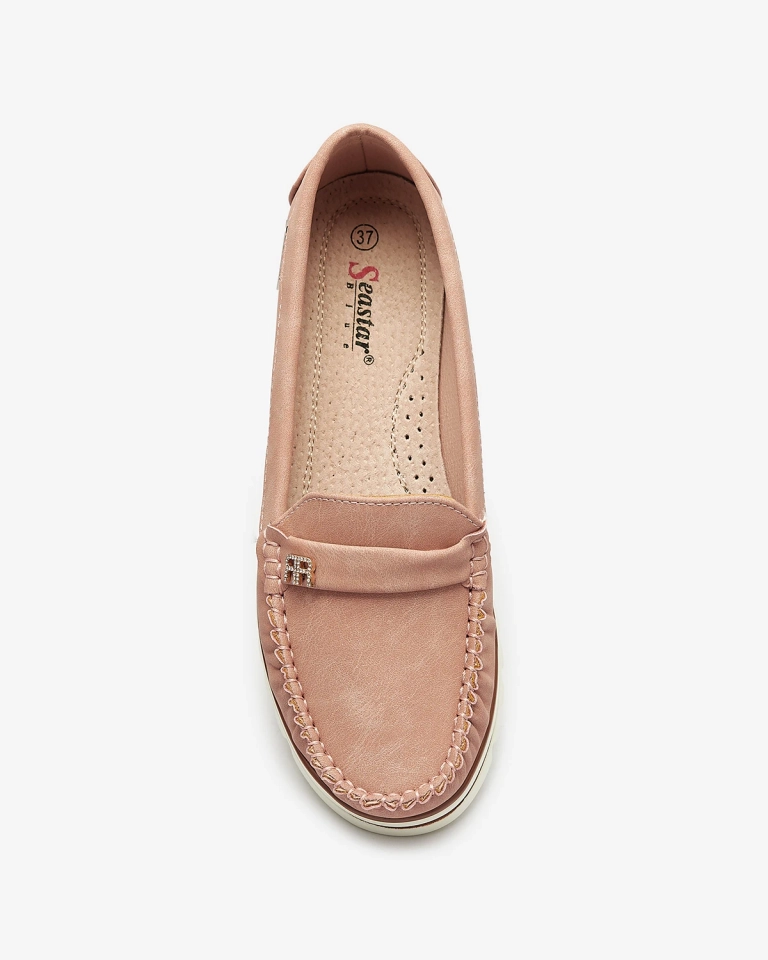 Mocassins pour femme rose foncé avec paillettes et zircon Retiga - Chaussures