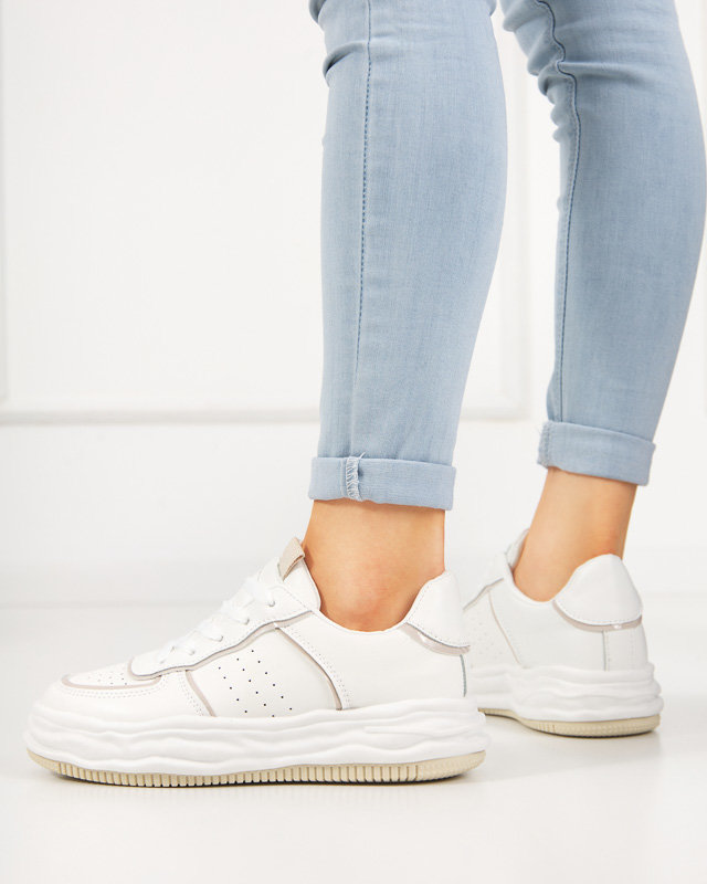 OUTLET Chaussures de sport femme beiges avec empiècements Dekavi - Footwear