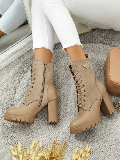 Bottines femme en éco-daim à talons épais Event Bramble
