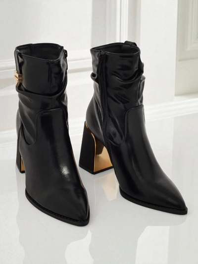 Bottines pour femmes en cuir écologique à talons épais AshenPurl