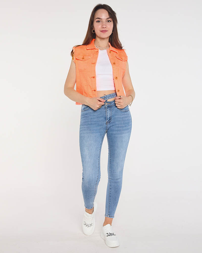 Gilet en jean orange pour femme - Vêtements
