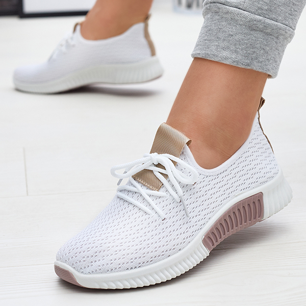 Chaussures de sport blanches pour femmes avec semelles intérieures marron Kedeti - Chaussures