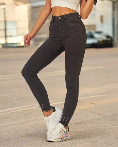 Royalfashion Jean fuselé en coton pour femme