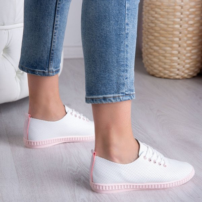 Baskets blanches avec inserts roses Mika - Chaussures