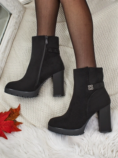 Bottines femme en daim écologique à talons épais Zavrina