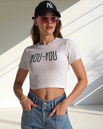 Royalfashion T-shirt court en coton pour femmes avec l'inscription