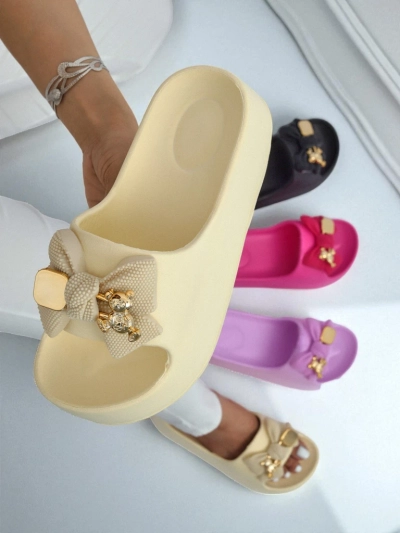 Royalfashion Tongs en caoutchouc pour femmes avec nœud décoratif Alday