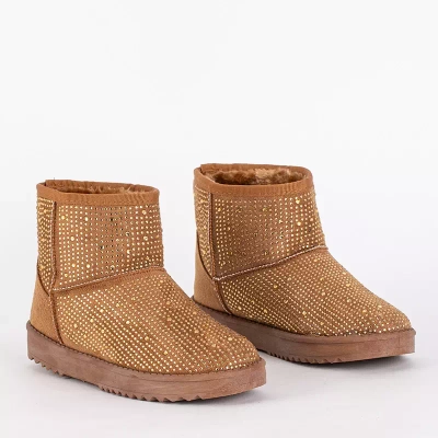 OUTLET Bottes de neige femme avec oxydes de zirconium camel Rudis - Chaussures