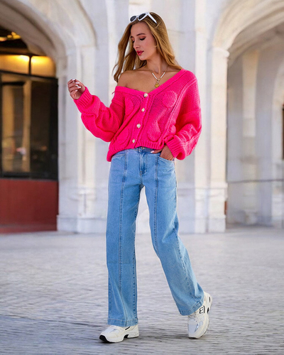Royalfashion Pull tricoté pour femme avec boutons