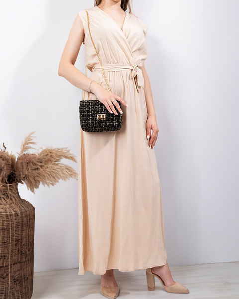 Robe longue femme beige - Vêtements