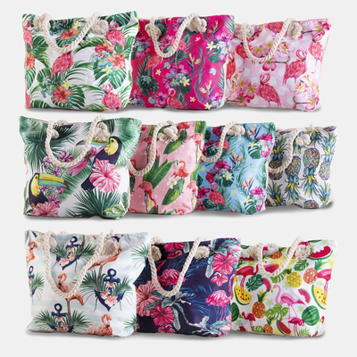 Sac de plage multicolore avec flamants roses - Sacs à main