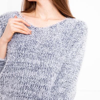 Pull femme bleu marine avec chaîne - Vêtements