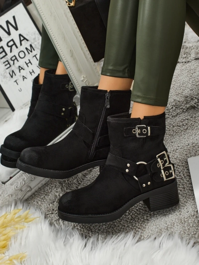 Bottines pour femmes en daim écologique avec boucles Valtos