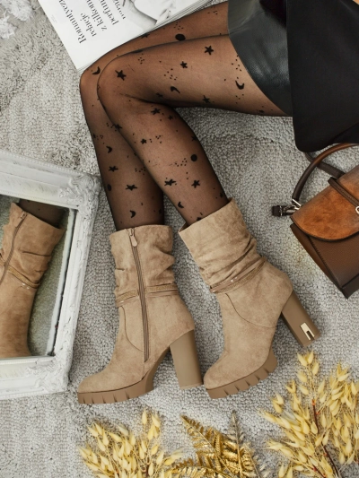 Bottines femme en daim écologique à talons épais BrambleDusk