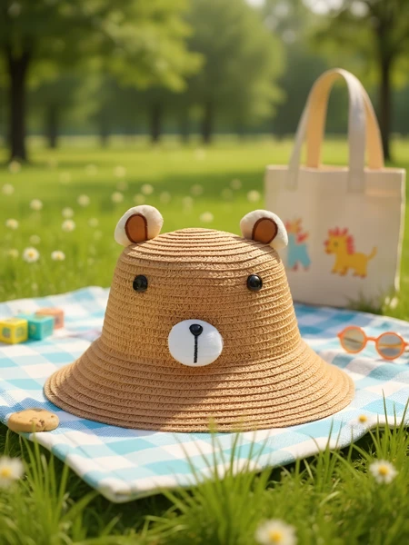 Royalfashion Chapeau de paille pour enfants Ourson
