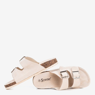 Tongs femme beige avec boucles Selemaia - Chaussures 1