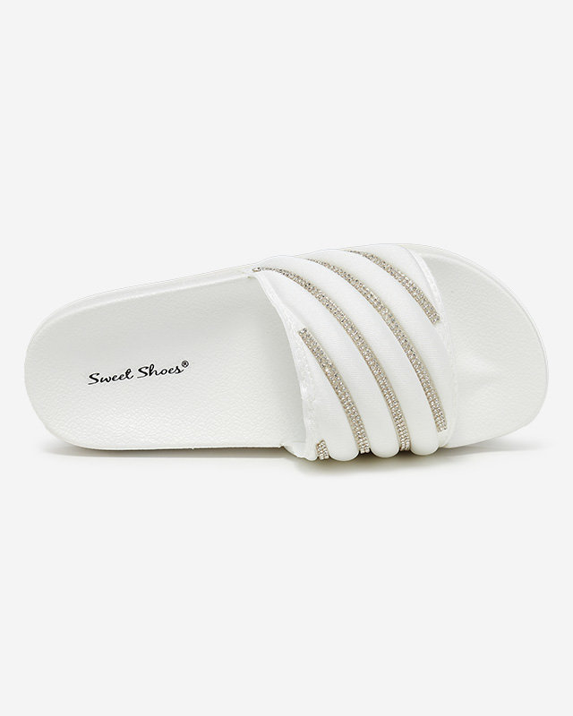 OUTLET Chaussons femme blancs avec zircons cubiques Erikis - Footwear