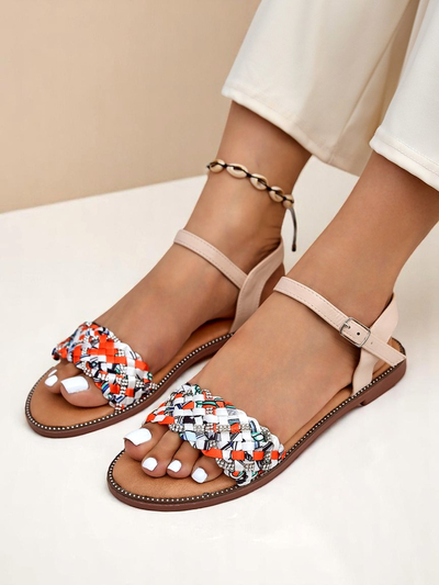 Royalfashion Sandales plates pour femmes ColorStrap