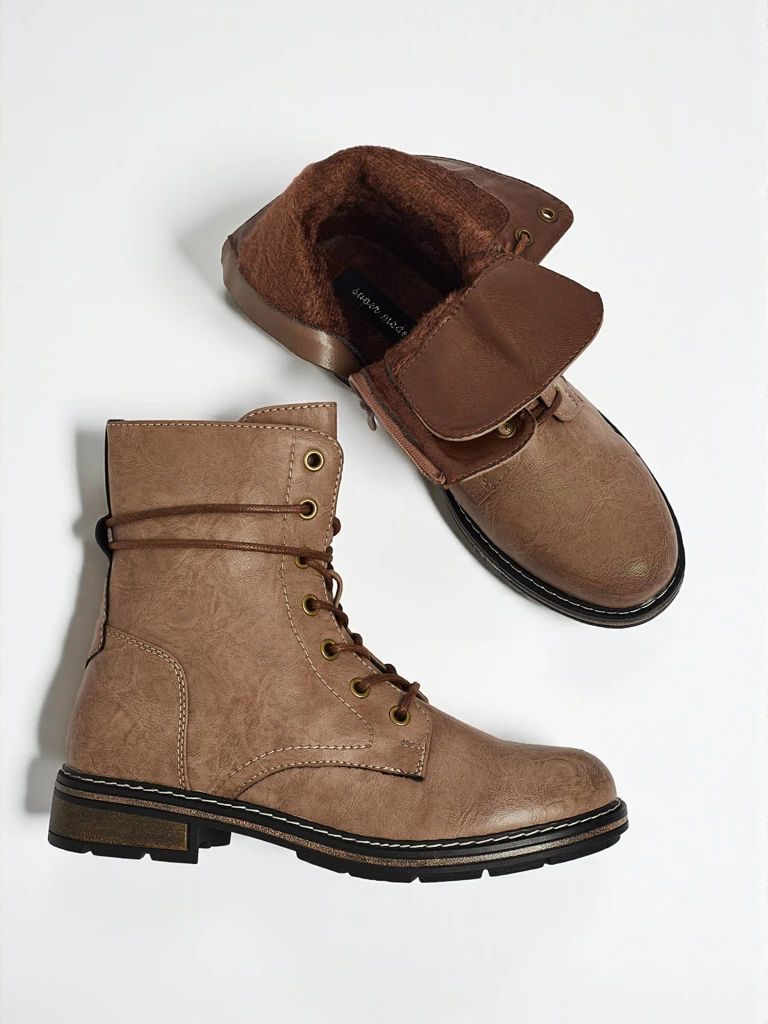 Bottines lacées pour femmes en cuir écologique Ravonna