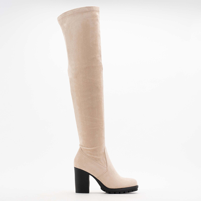 Cuissardes femme beiges sur le poste de Shevao - Chaussures