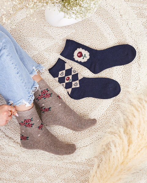 Royalfashion Lot de chaussettes imprimées pour femmes 3/pack