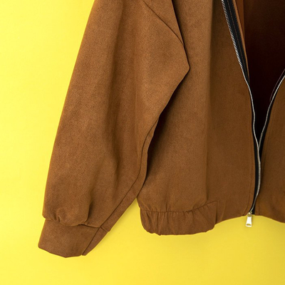 Blouson en daim marron pour femme - Vêtements