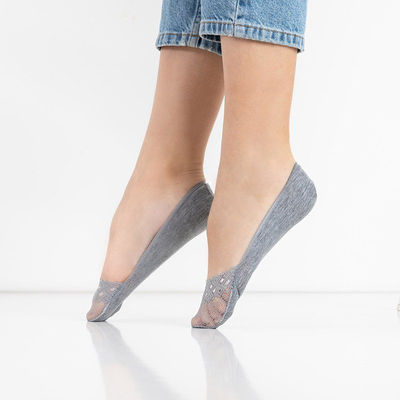Ballerines femme en dentelle grise pieds - Chaussettes