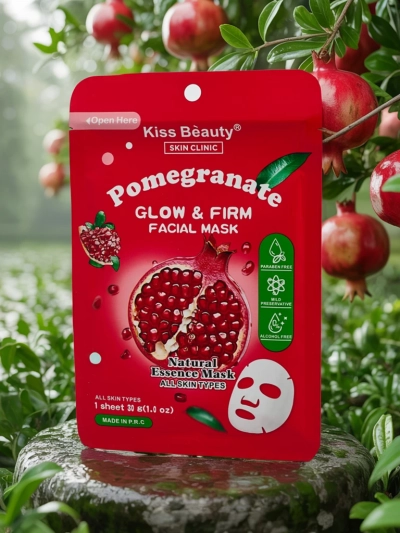 Masque facial en tissu à la grenade - illumine et raffermit la peau
