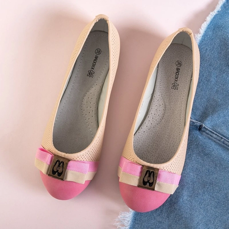 OUTLET Ballerines ajourées pour femmes roses à nœud Alemonia - Chaussures
