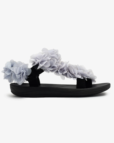 Royalfashion Sandales grises à fleurs pour femme Alferroy