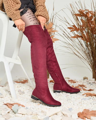 Royalfashion Maroon Bottes hautes élégantes pour femmes