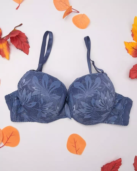 Royalfashion Soutien-gorge décoré de dentelle pour femme en bleu