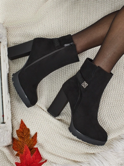 Bottines femme en daim écologique à talons épais Zavrina