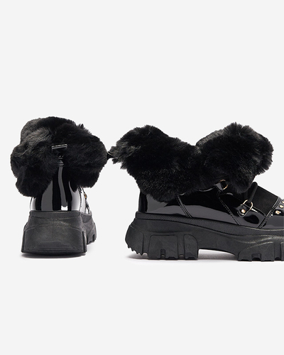 Bottes de neige noires à lacets pour femmes Fentes- Footwear