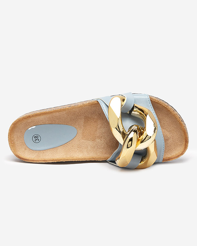 Chaussons bleus pour dames avec décoration Sofig- Footwear